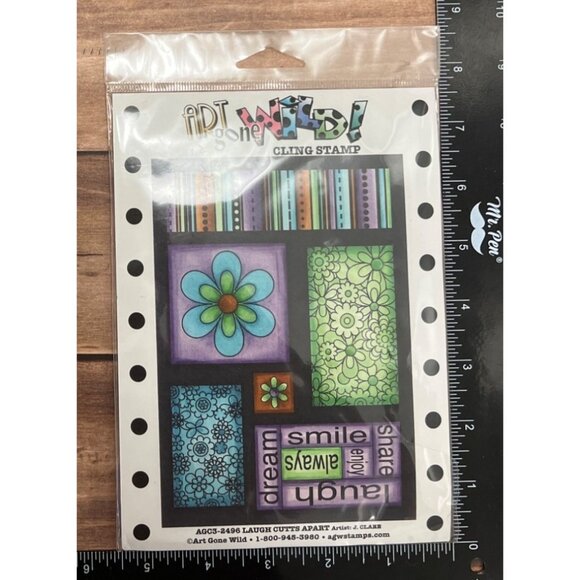 Art Gone Wild Rubber Stamp With Floral & Text Designs AGWC3.24966.13 - Picture 3 of 3